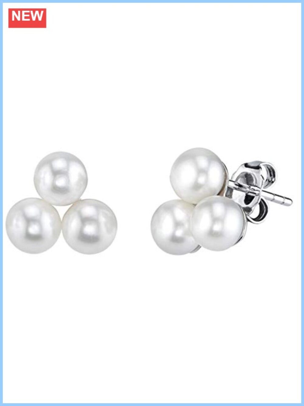 5-6mm Freshwater Pearl Triple Drop Earrings .925 Sterling Silver